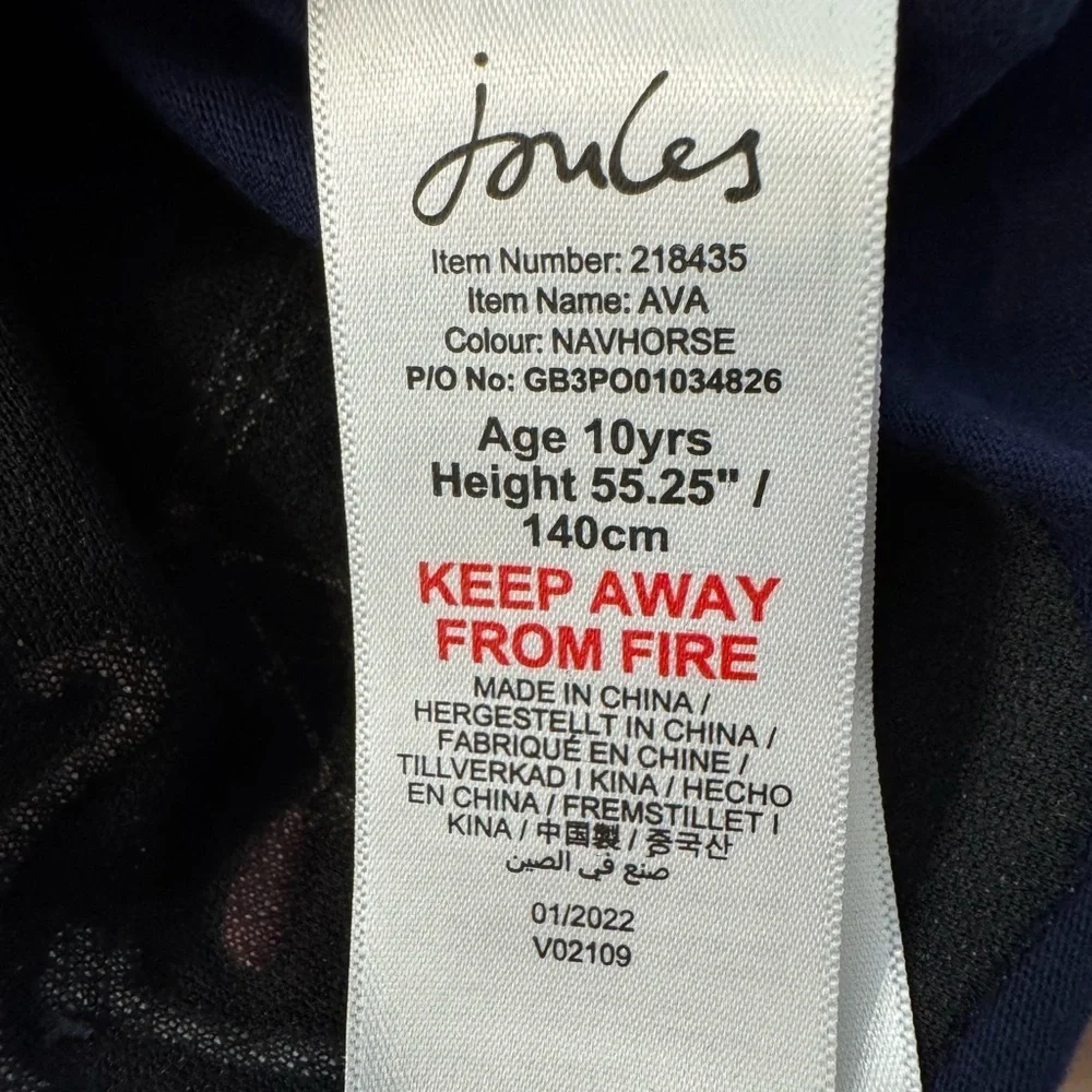 NWT Joules Girls Kids' Navy Unicorn Long Sleeve Top Size 10